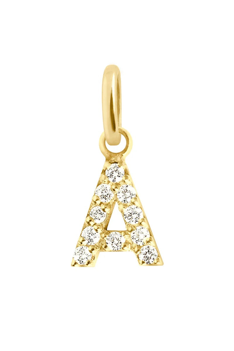 "A" Lucky Letter Diamond Pendant - Yellow Gold
