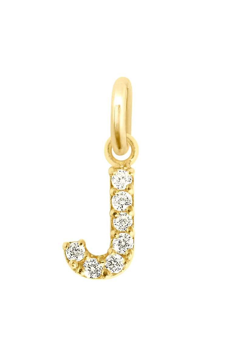 Lucky Letter Diamond Pendant - "J" - Yellow Gold