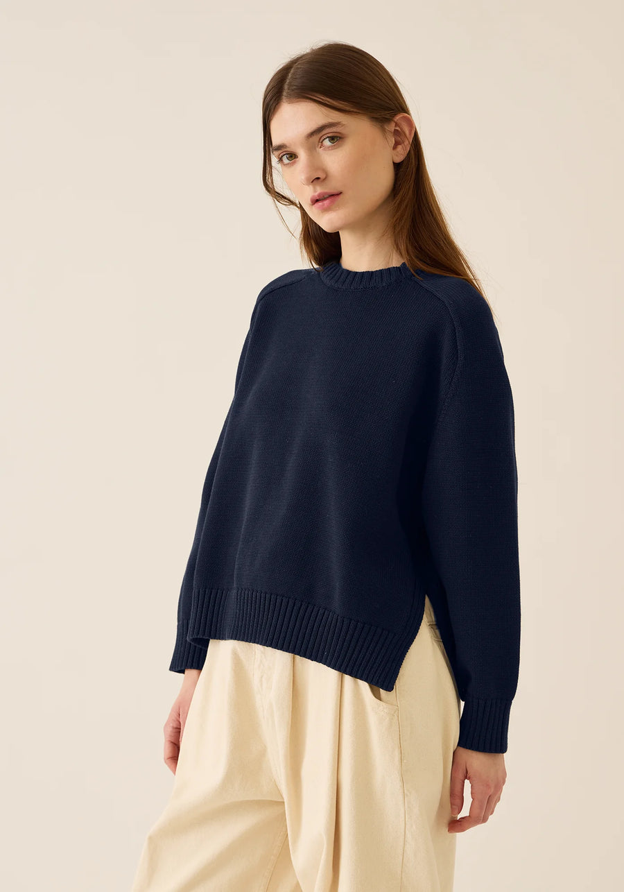 Haruhi Cotton Sweater - Navy
