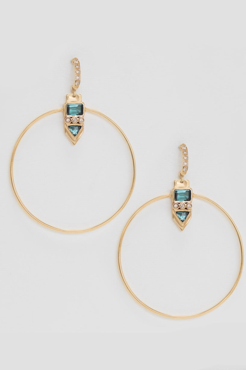 Totem Tourmamine & Diamonds Large Door Knocker Earrings