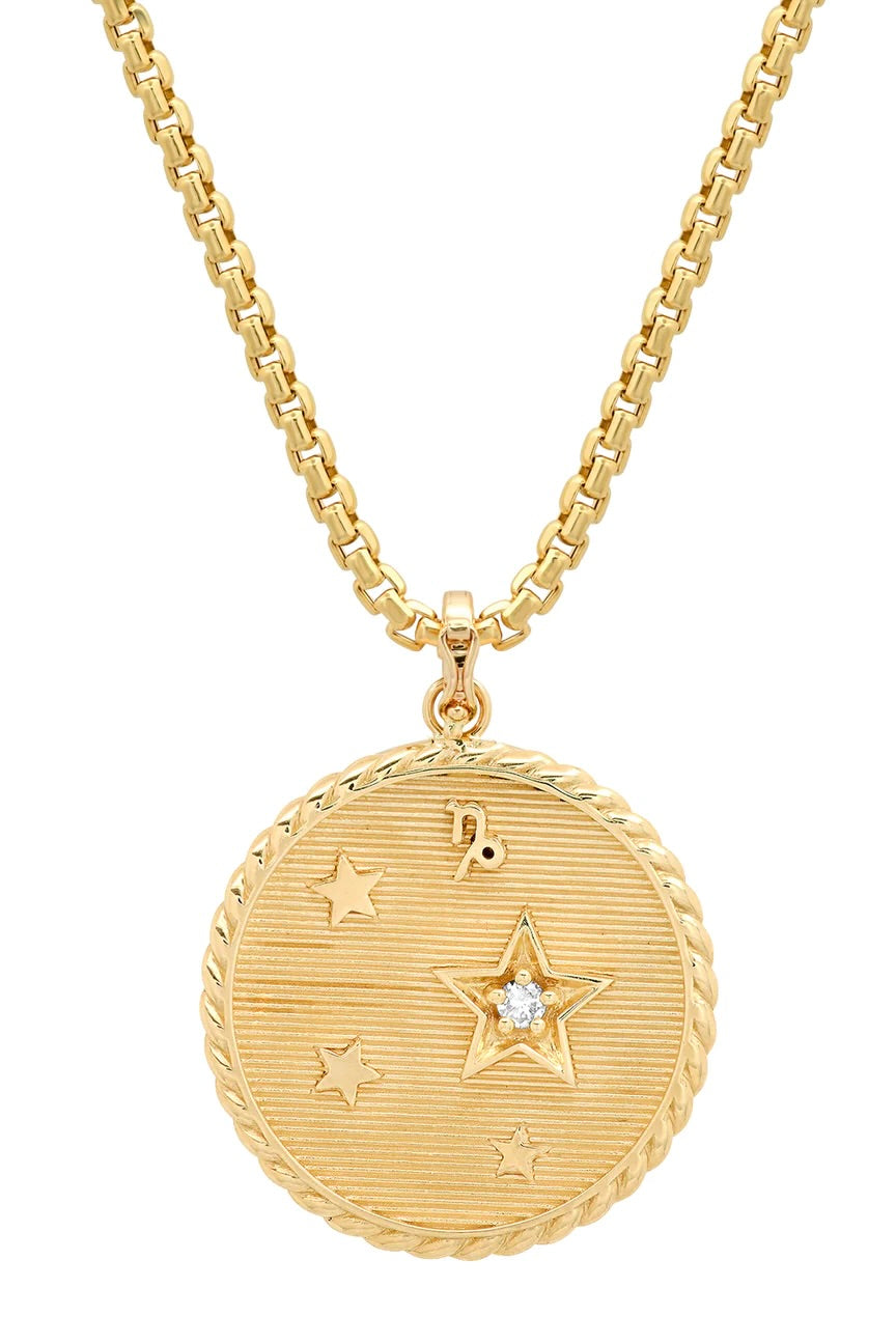 Large Gold Zodiac Necklace - Sagittarius on 18” chain (Other Signs by Special Order)