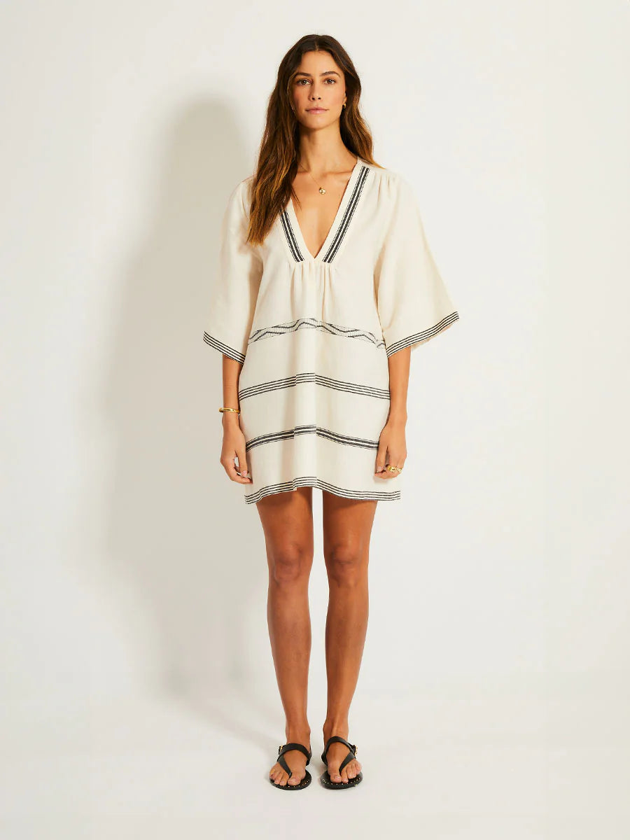 Belkis V-Neck Caftan - Besela Vanilla
