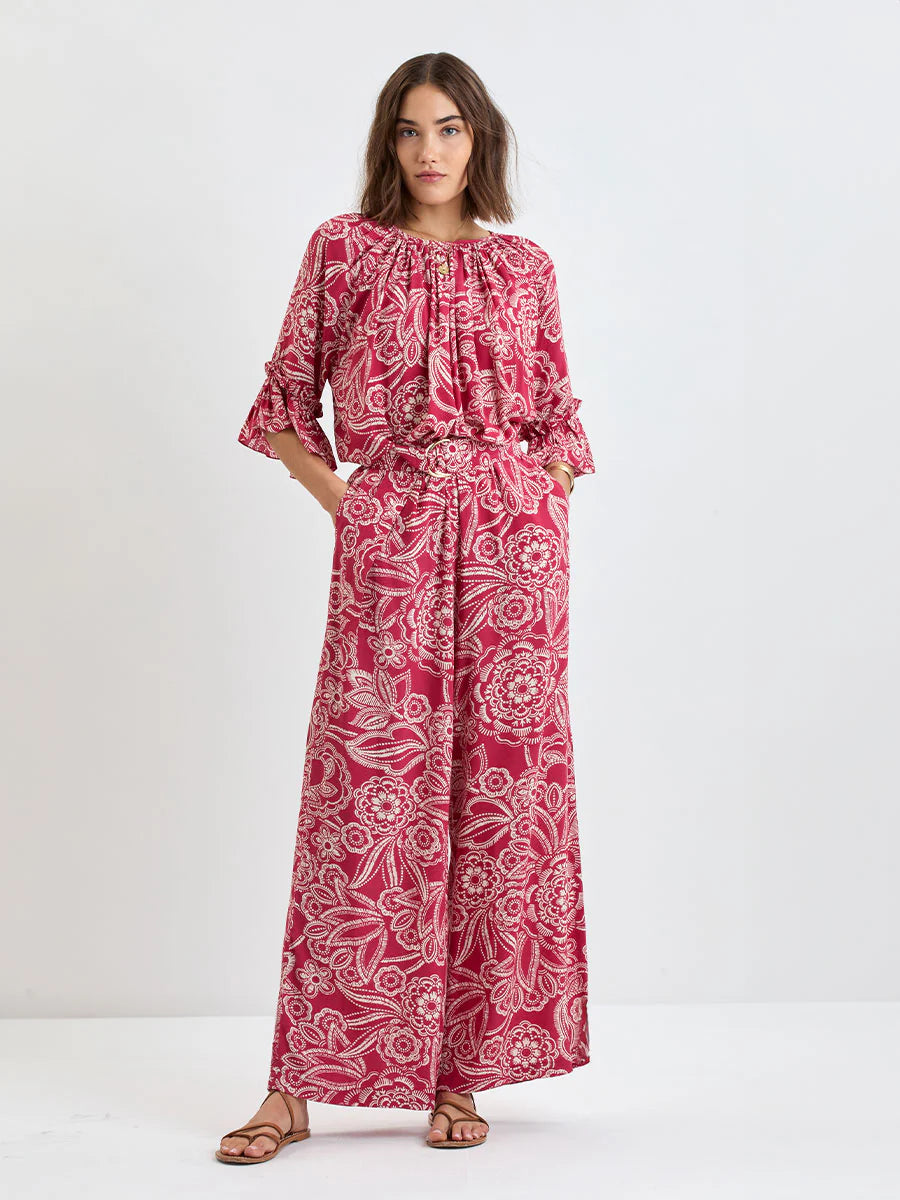 Monika Flowy Top - Maraki Ruby