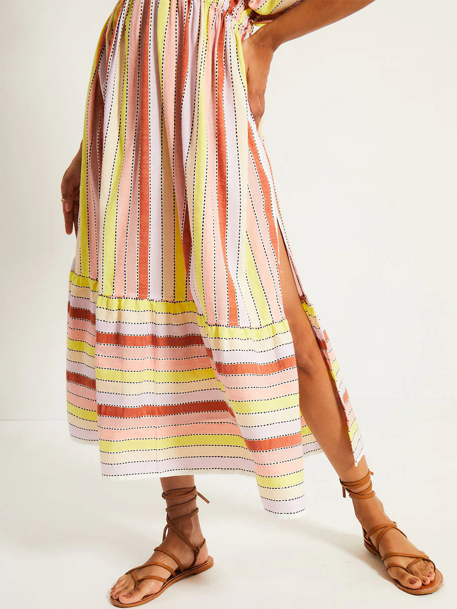 Leila Plunge Dress - Meskel Citron