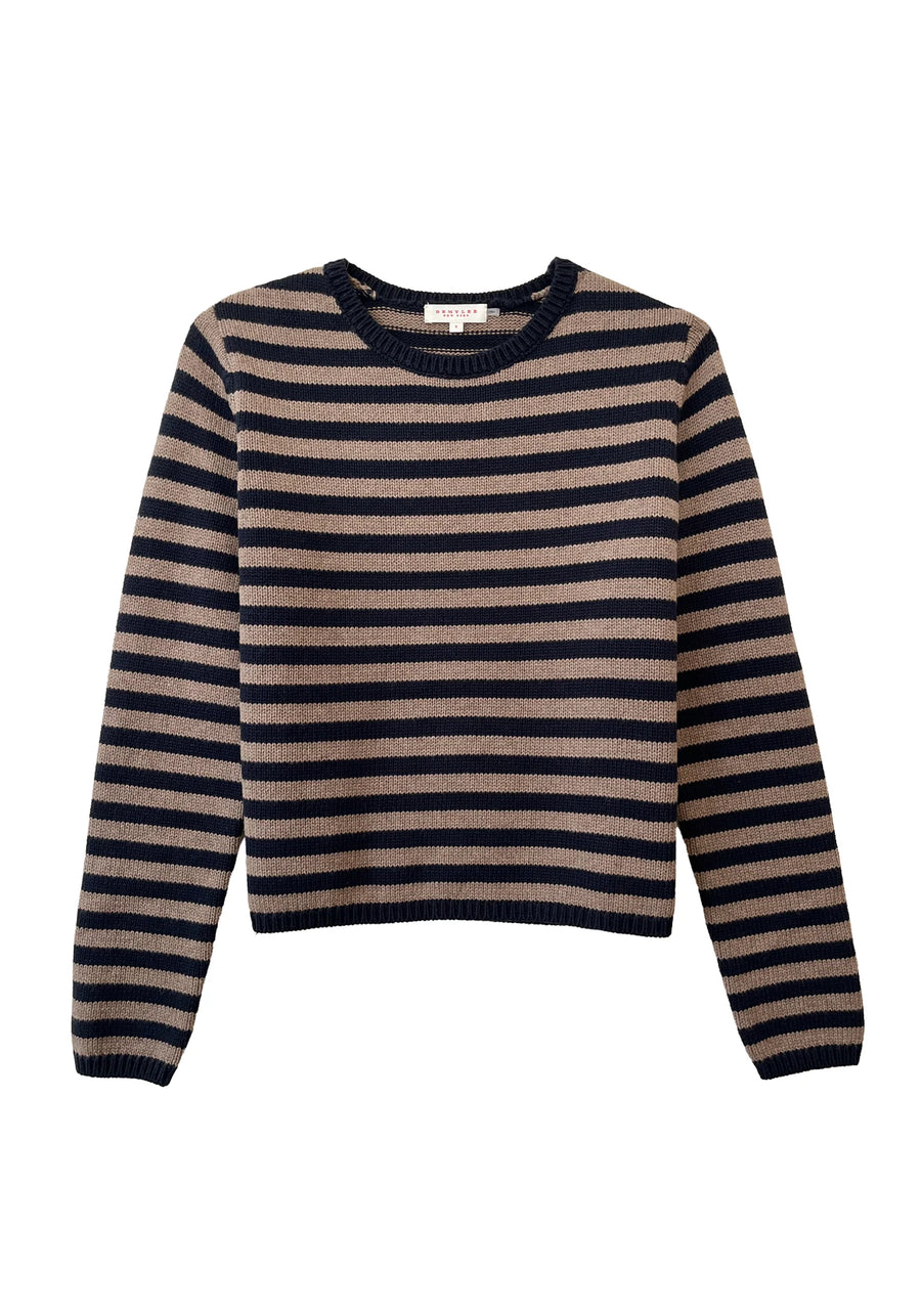 Melina Stripe Sweater - Navy/Heather Brown