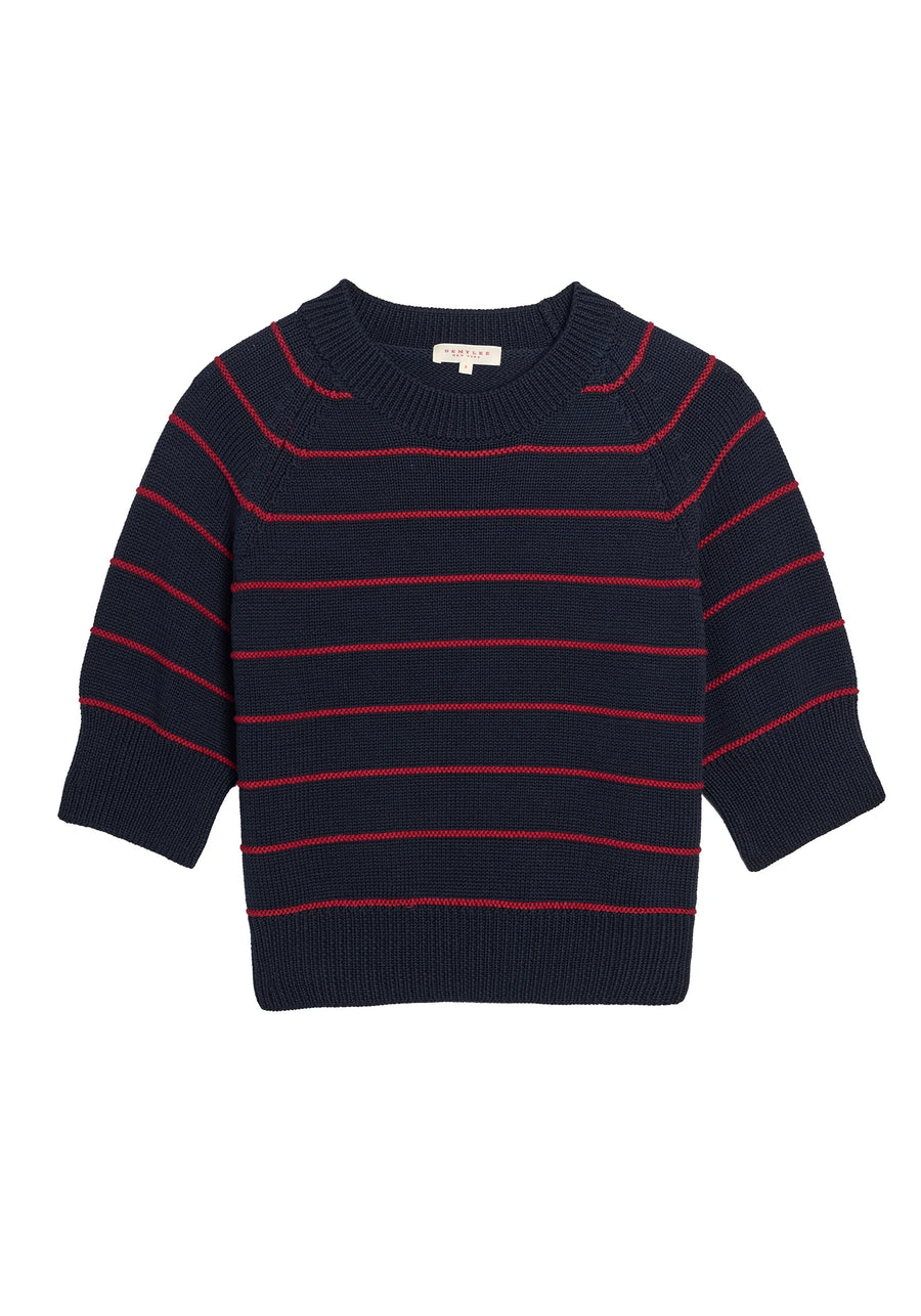 Milliana Cotton Top - Navy/Aubergine
