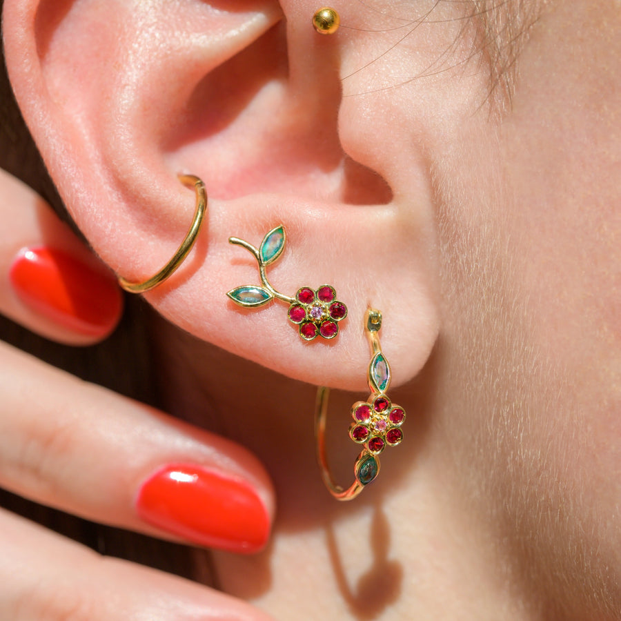 Miniflower Earrings 3 - Red