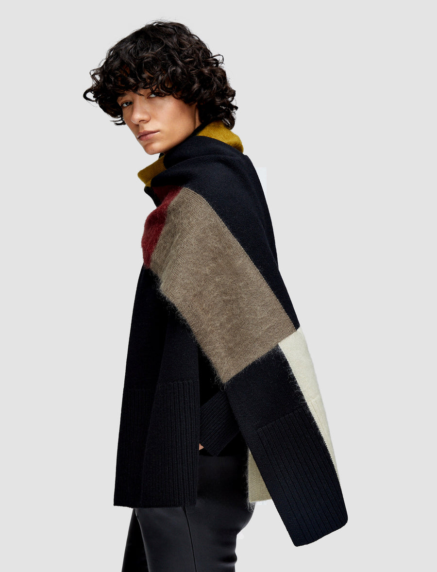Overlay Wool Scarf - Smoke Combo