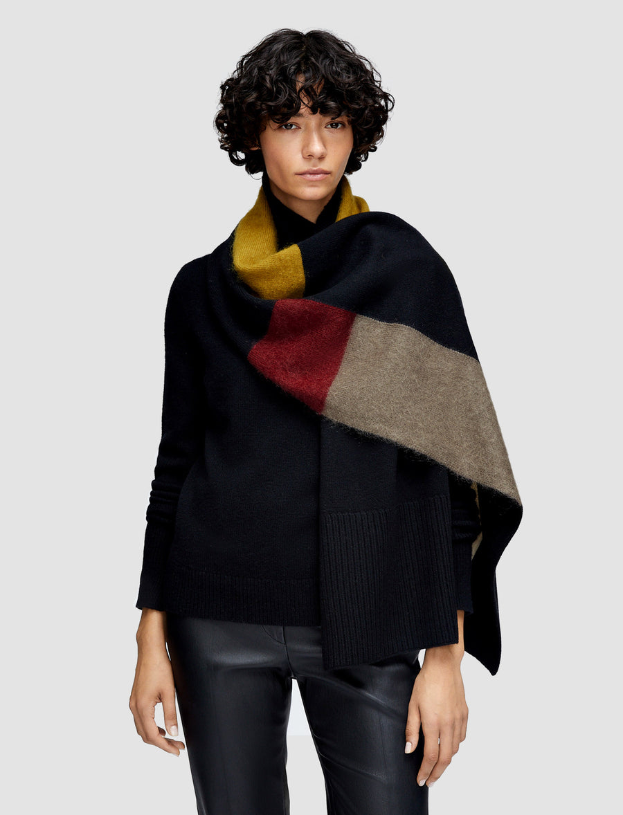 Overlay Wool Scarf - Smoke Combo