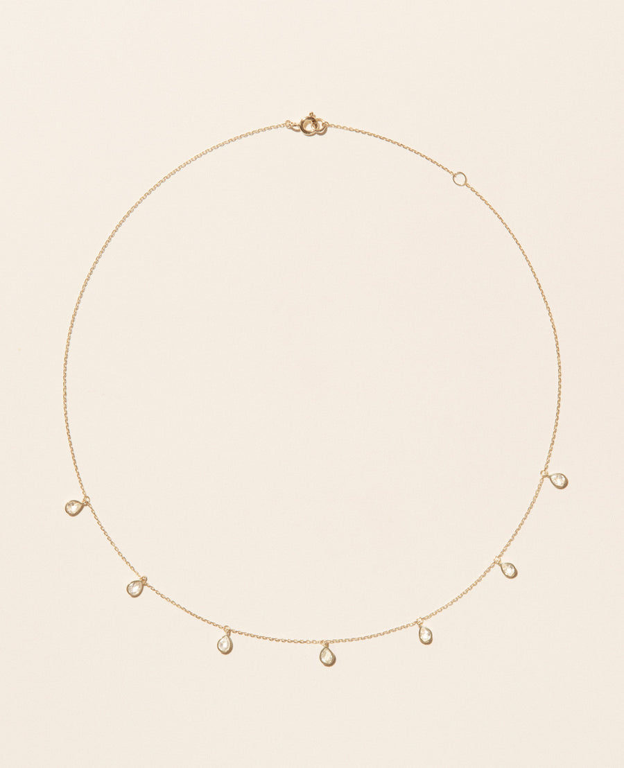 Palerme White Sapphire Necklace - 9K Gold