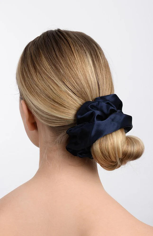 Large Scrunchie - Silk Charmeuse - Silk Charmeuse Navy