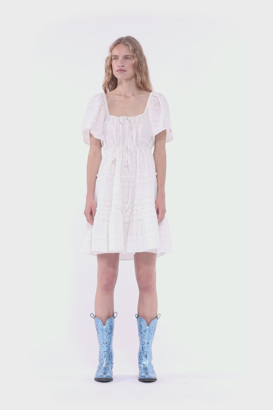 Light Broderie Anglaise Layer Dress - Egret