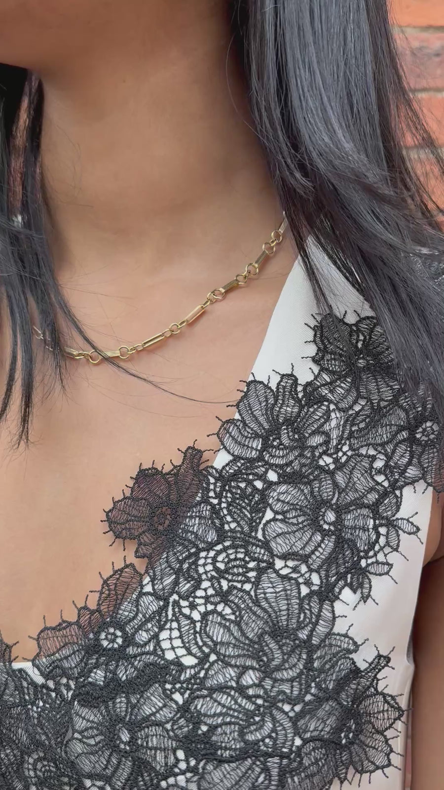 Scoop-Neck Silk Lace Dress - Cream