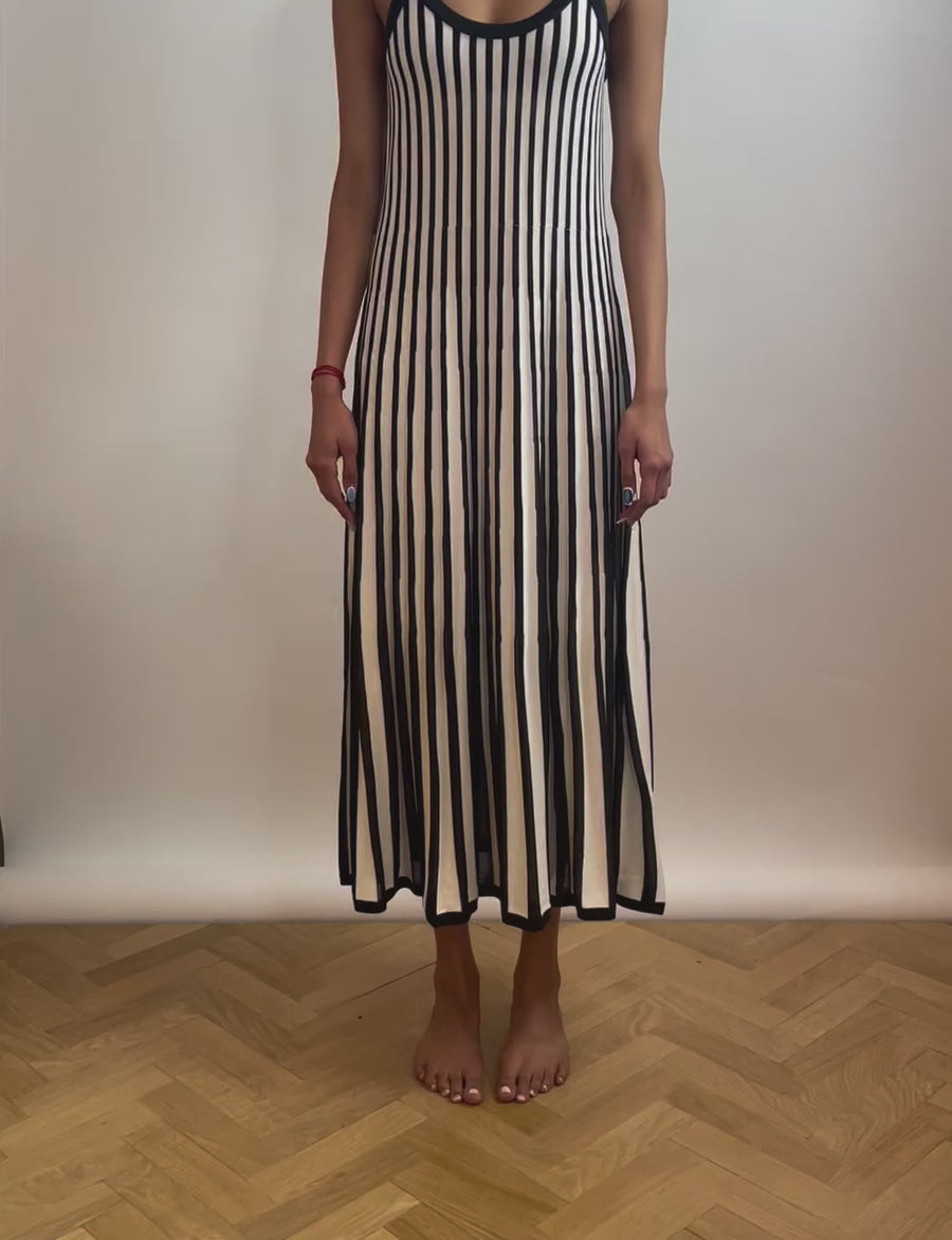 Wylie Stripe Knit Tank Dress - Black/Cream