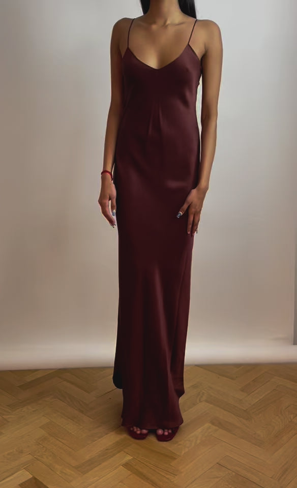 Cami Silk Gown - Burgundy