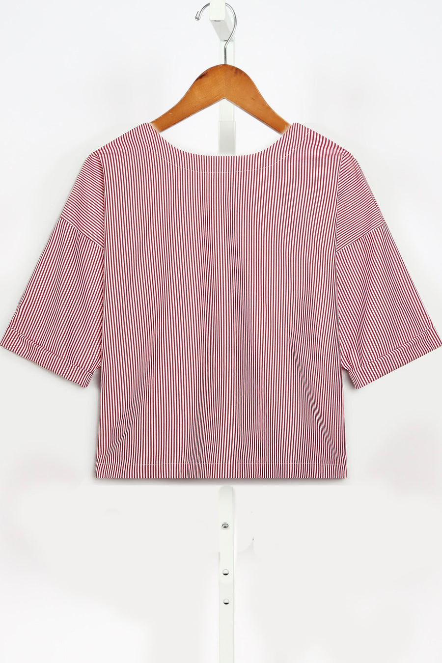 The Saria Top in Cotton Poplin - Poppy Stripe