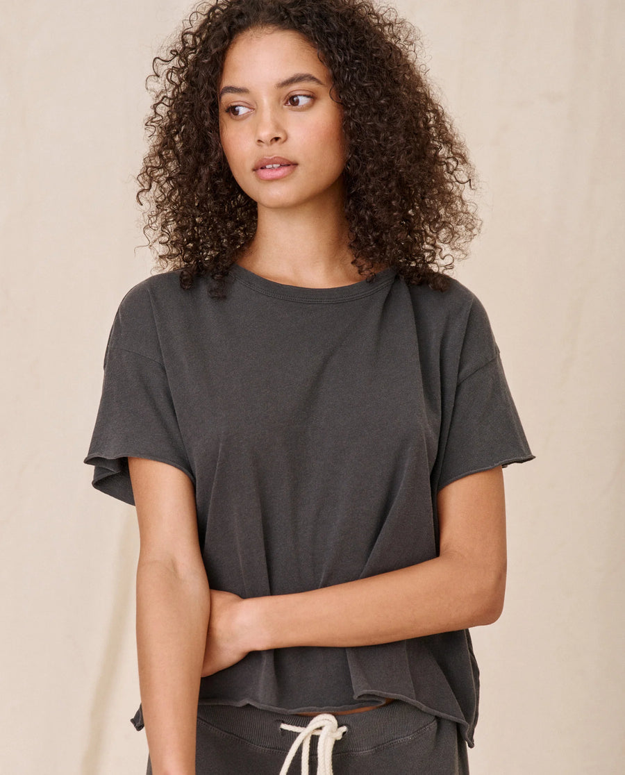 The Crop Tee - Washed Navy