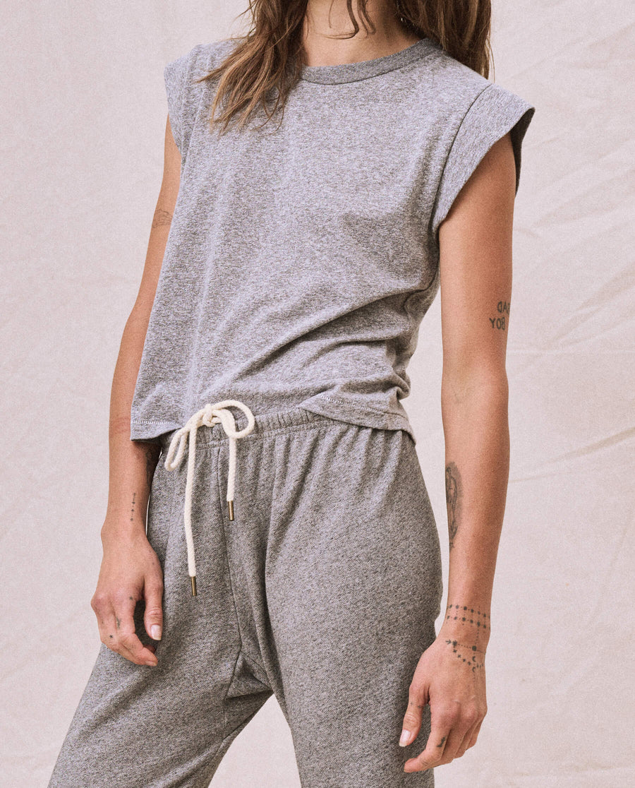 The Peak Shoulder Tee - Heather Grey