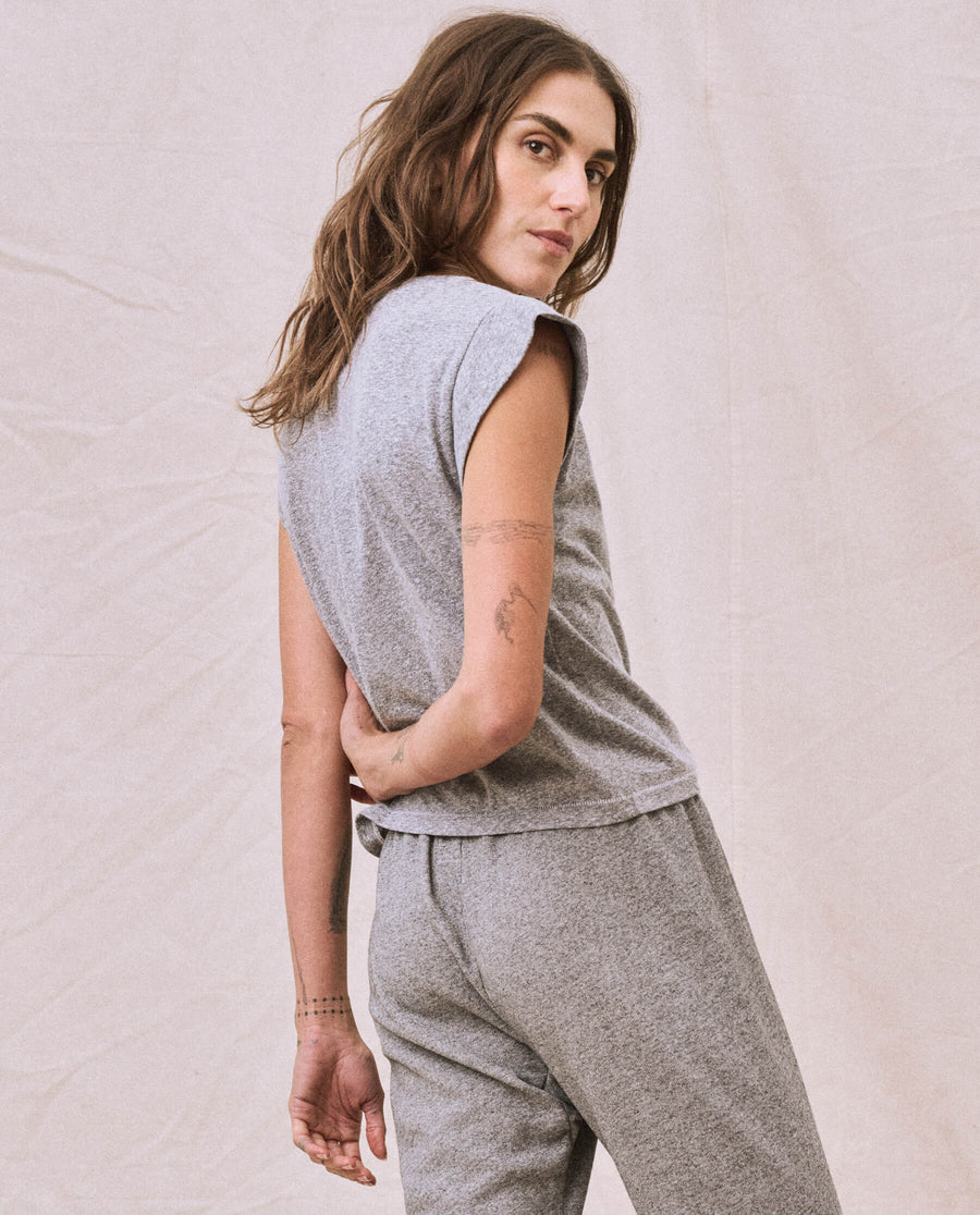 The Peak Shoulder Tee - Heather Grey