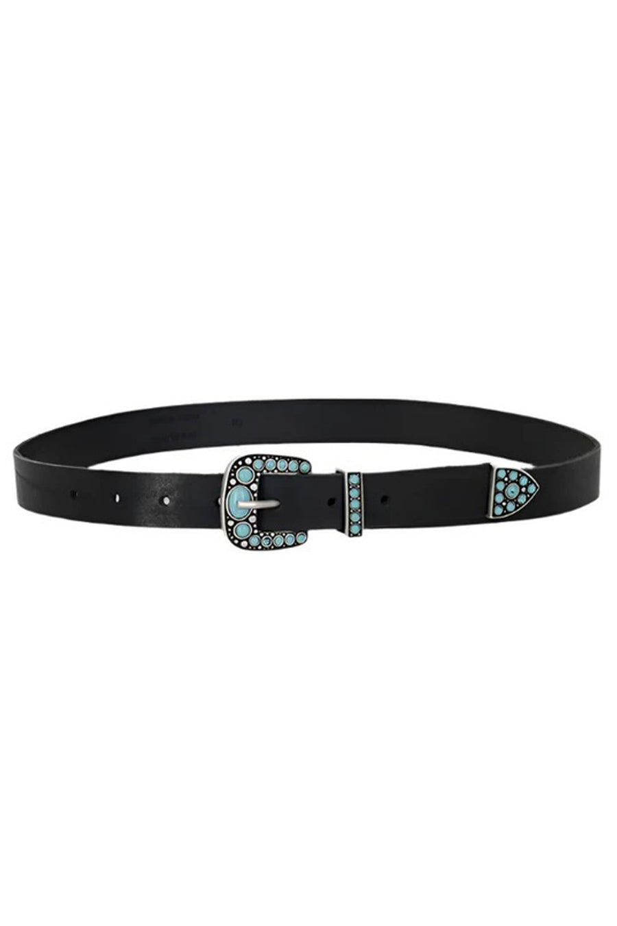 Thelma Calf Leather Turquoise Belt - Black