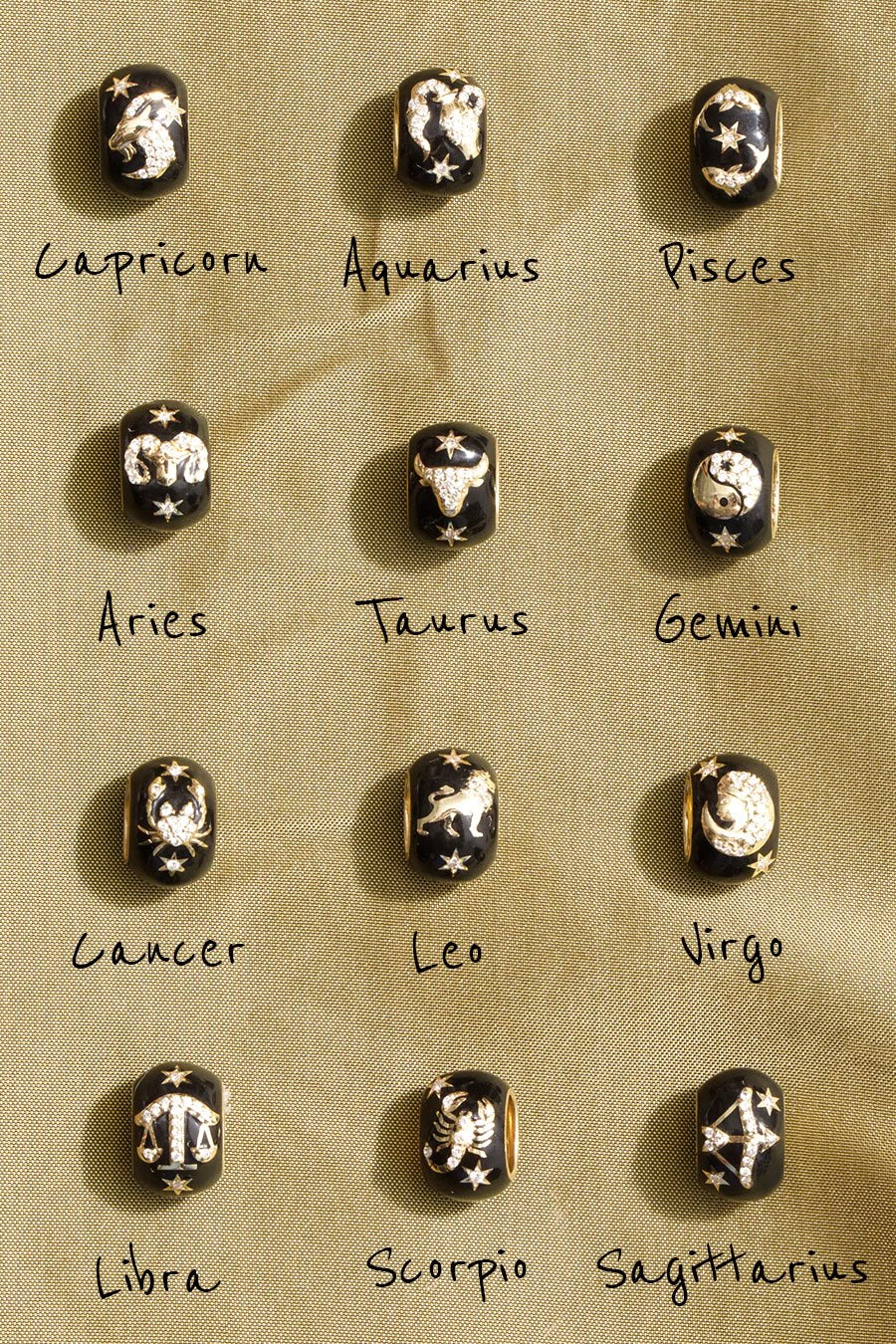 Zodiac Ceramic + Diamond Big Bead - By Special Order