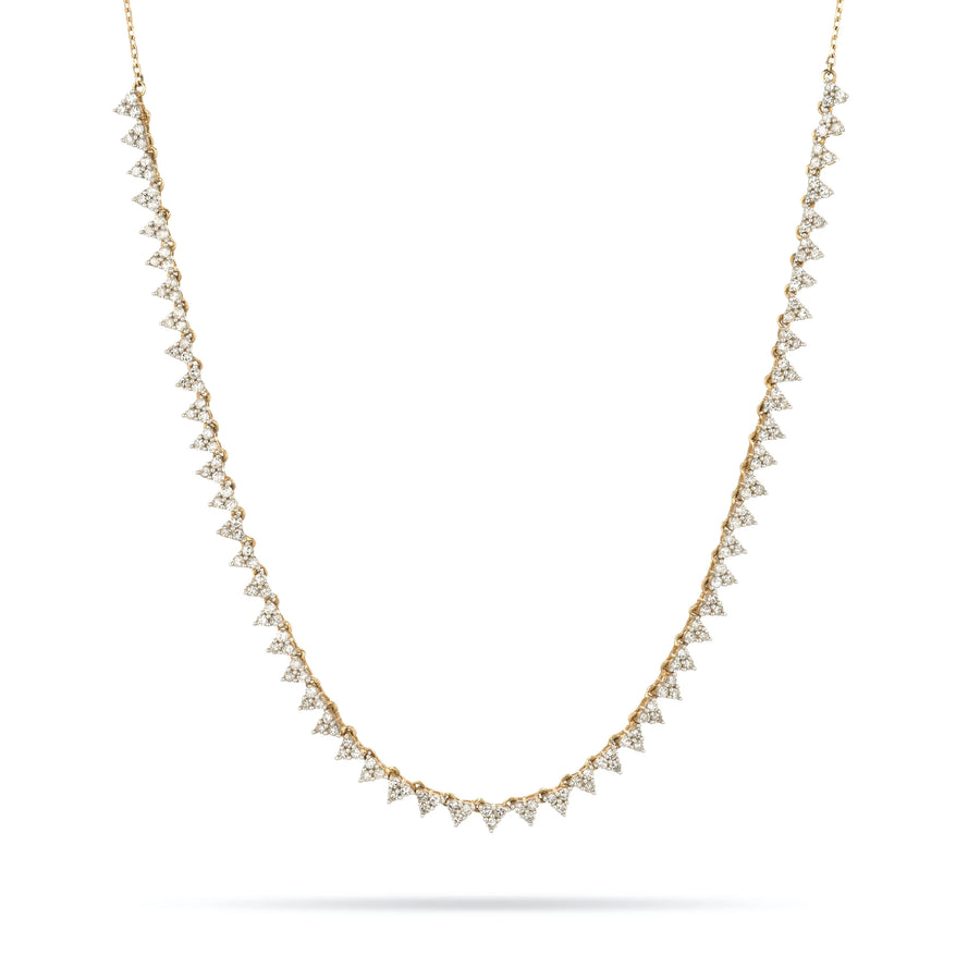 Diamond Cluster Half Riviera Necklace - 14K Yellow Gold