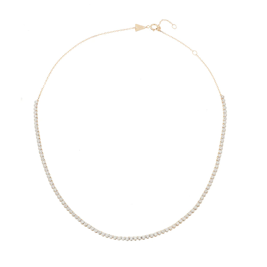 Round Diamond Half Riviera Necklace - 14K Yellow Gold