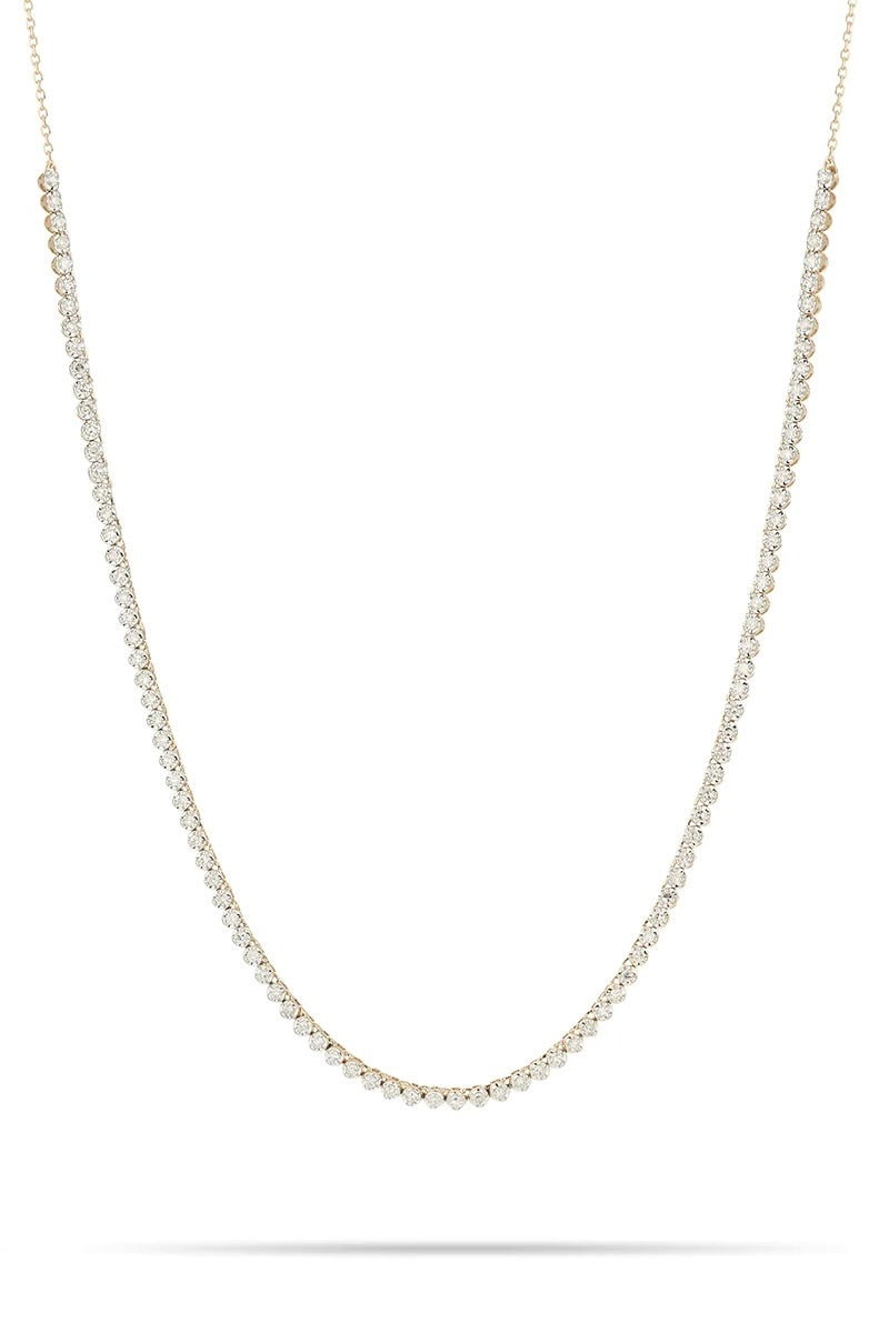 Round Diamond Half Riviera Necklace - 14K Yellow Gold