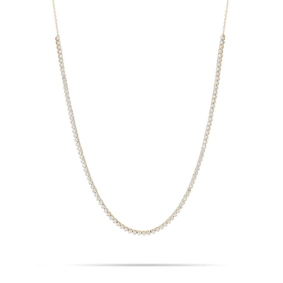 Round Diamond Half Riviera Necklace - 14K Yellow Gold