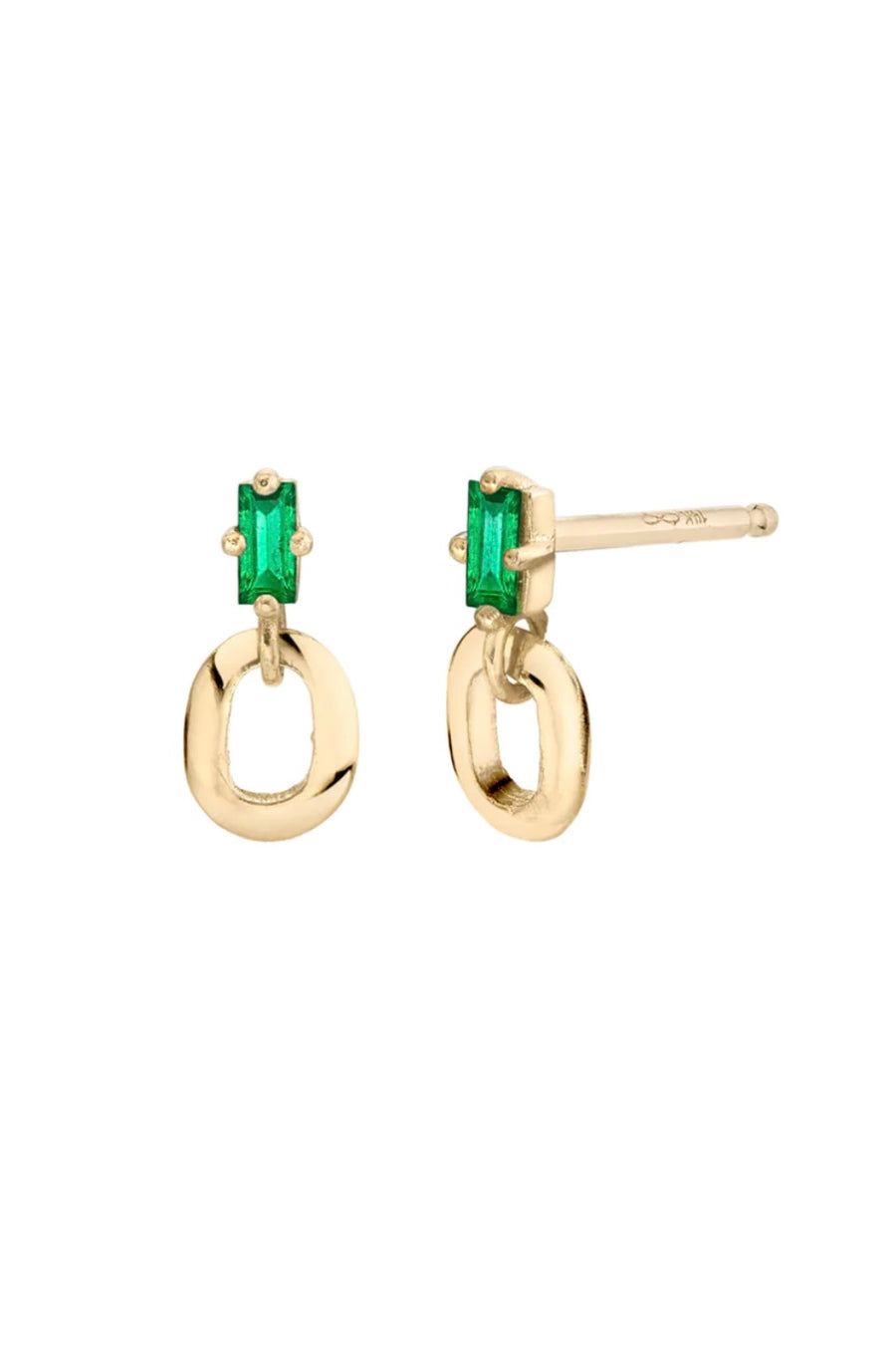 Emerald Baguette and XS Link Stud (Pair)