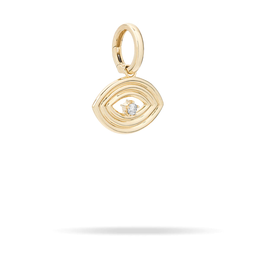 Groovy Large Diamond Evil Eye Charm - 14K Yellow Gold