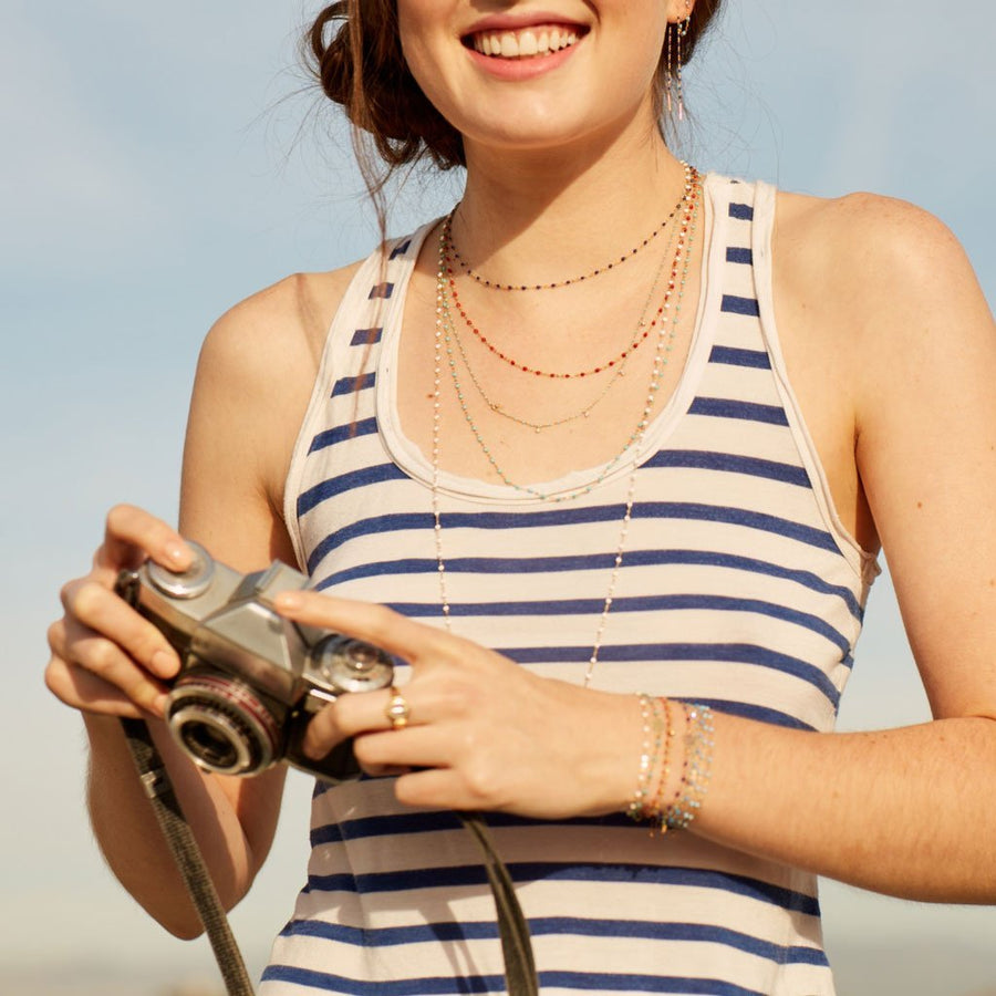 16.5" Classic Gigi Necklace - White + Yellow Gold