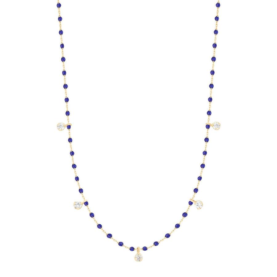 21.7" Mini Gigi 5 Diamond Necklace - Lapis + Yellow Gold