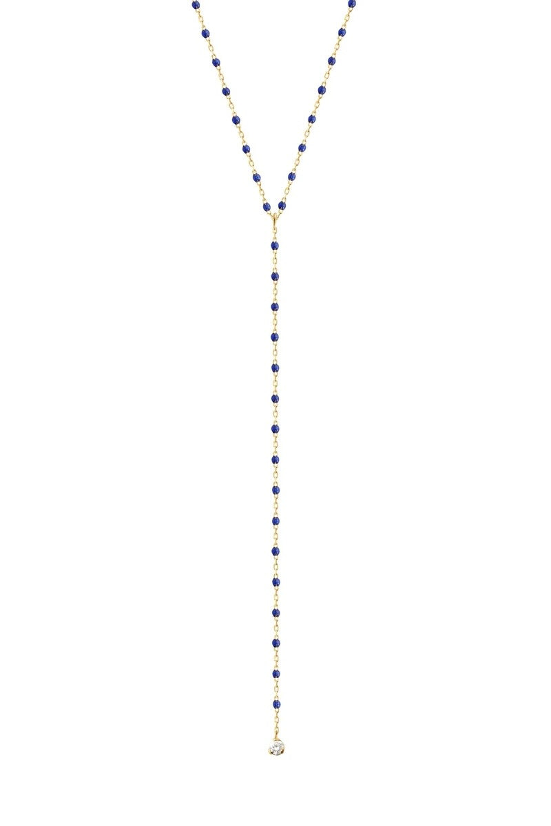 19.7" Mini Party Y Necklace - LAPIS + YELLOW GOLD